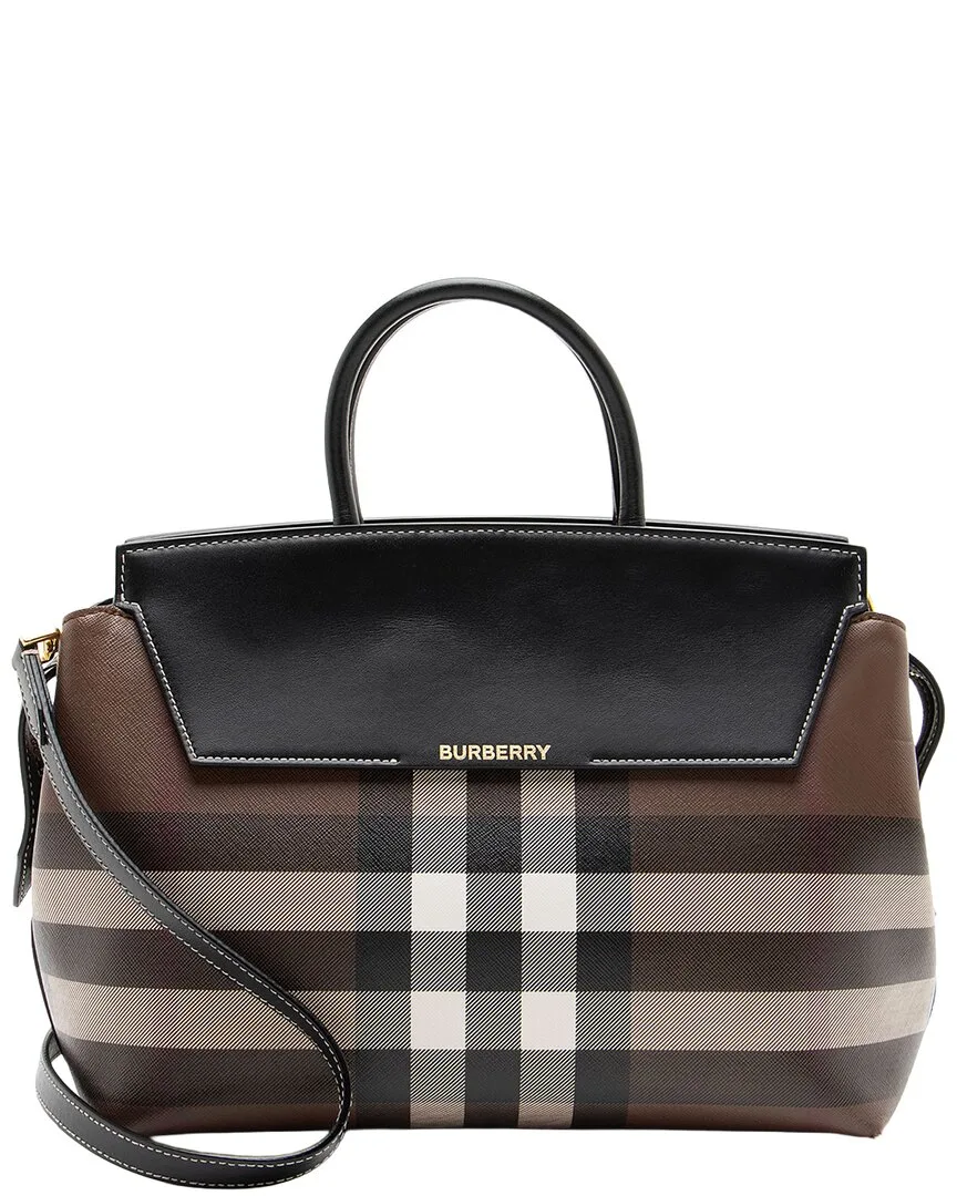Black & Brown Coated Canvas & Leather Catherine Medium Satchel (authentic Pre-Loved) by Burberry
