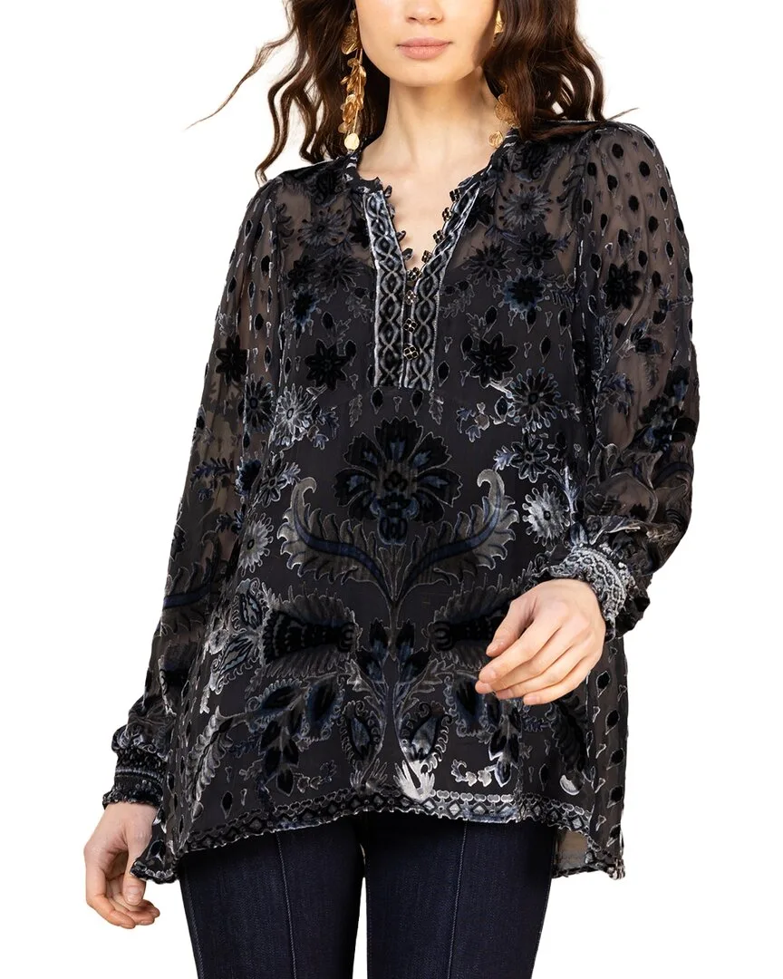 Long Sleeve Julissa Silk-Blend Blouse by Hale Bob