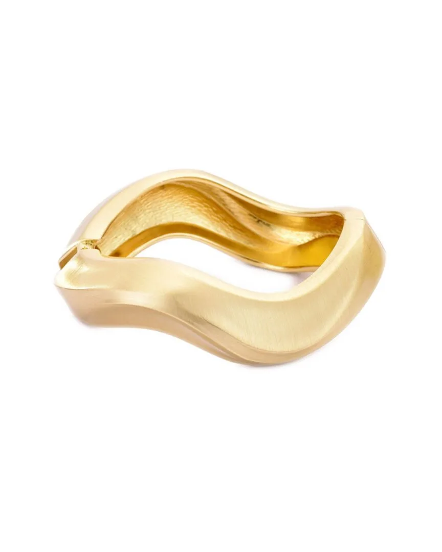 Plated Wavy Chunky Bangle Bracelet by Adornia