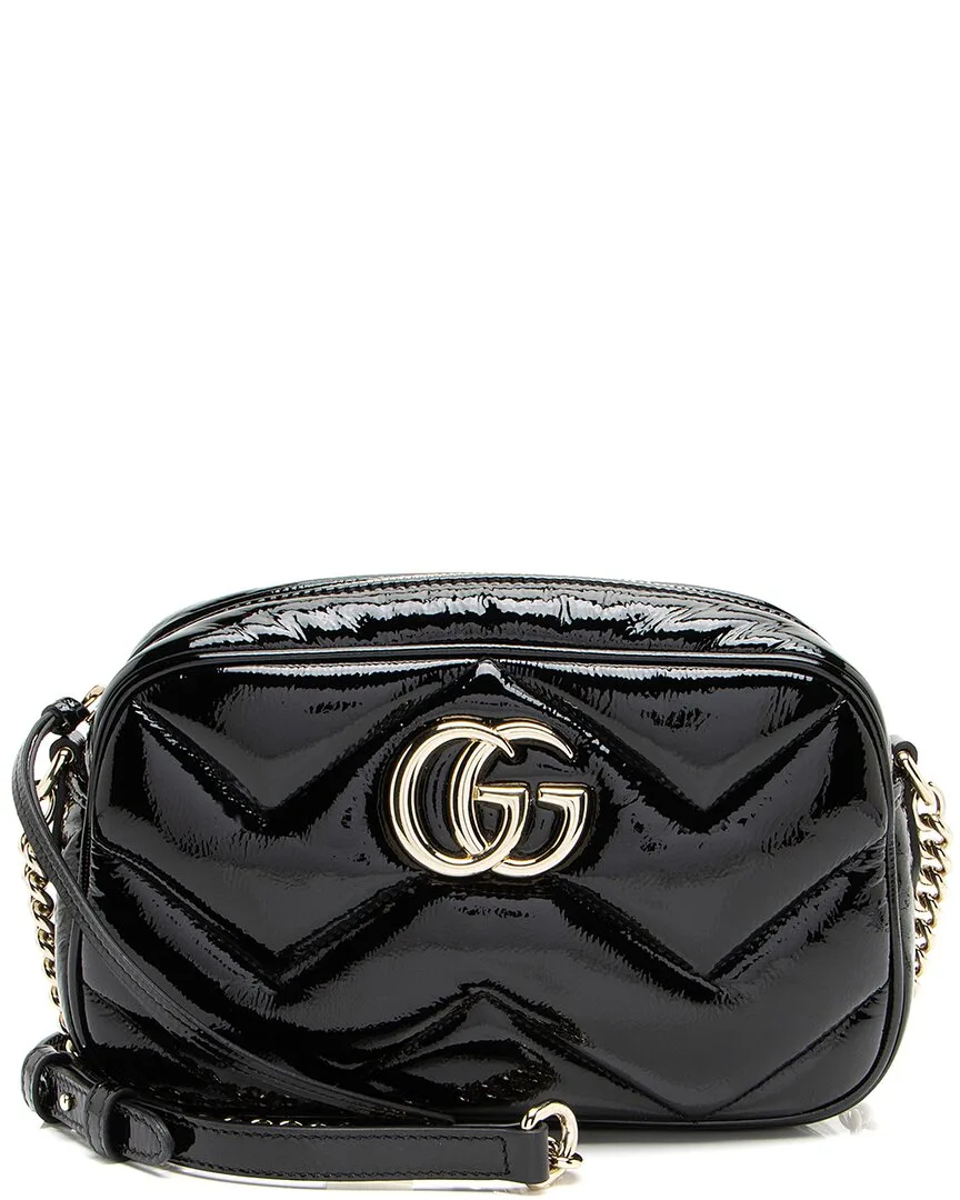 Black Matelasse Patent Leather Small Camera Bag (authentic Pre-Loved) by Gucci