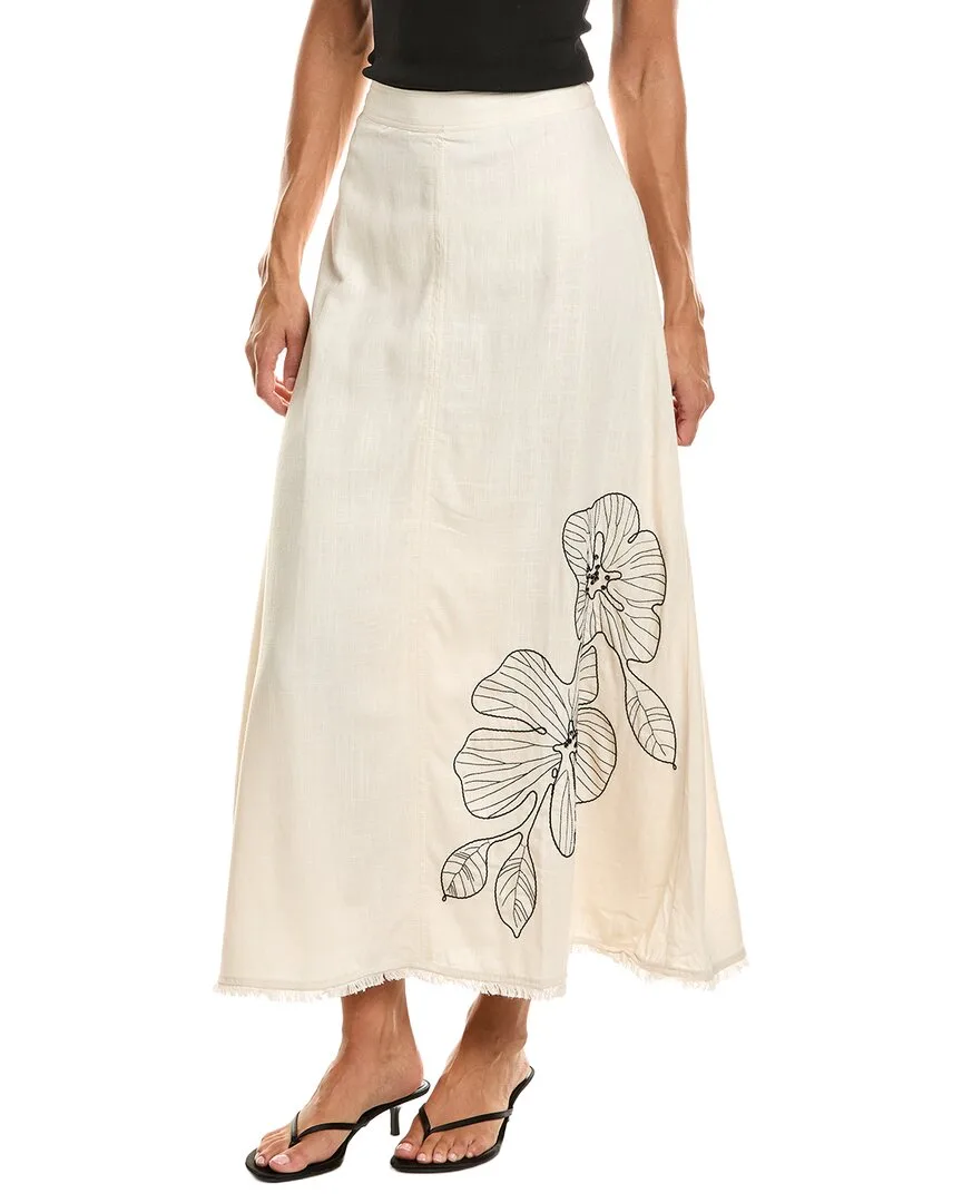 Center Front Seam Linen-Blend Maxi Skirt by Vince Camuto