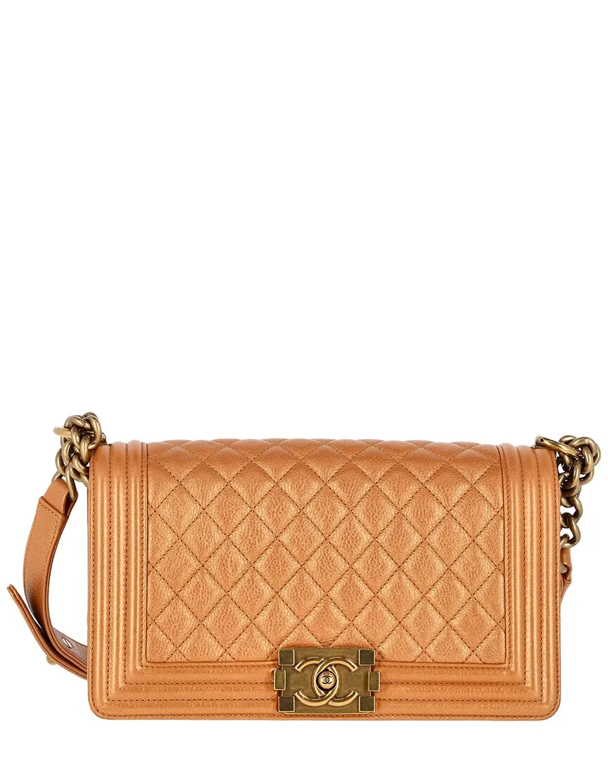 Brown Quilted Lambskin Leather Medium Boy Flap Bag (authentic Pre-Loved) by CHANEL