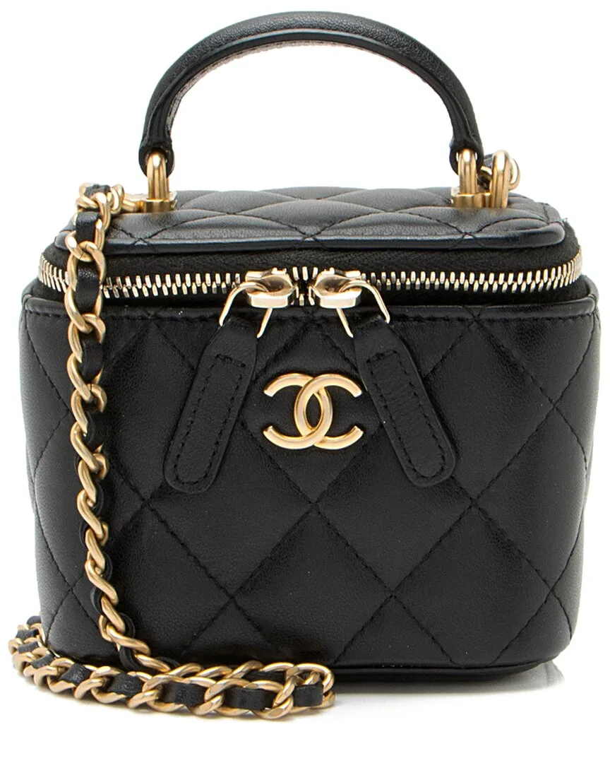 Black Lambskin Top Handle Mini Vanity Case (authentic Pre-Loved) by CHANEL