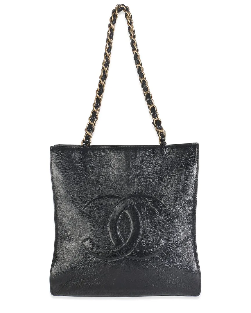 Black Calfskin Leather North South Shopping Bag (authentic Pre-Loved)