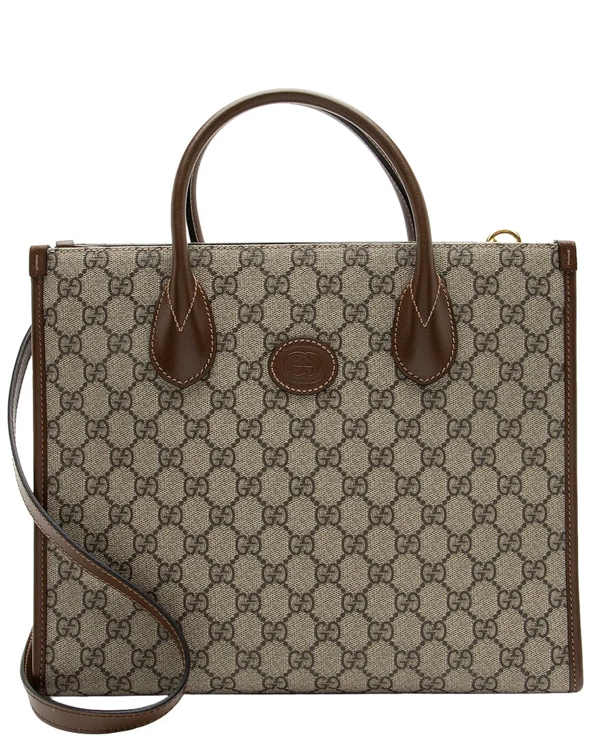 Beige & Brown Coated Canvas & Leather Retro Small Tote (authentic Pre-Loved) by Gucci