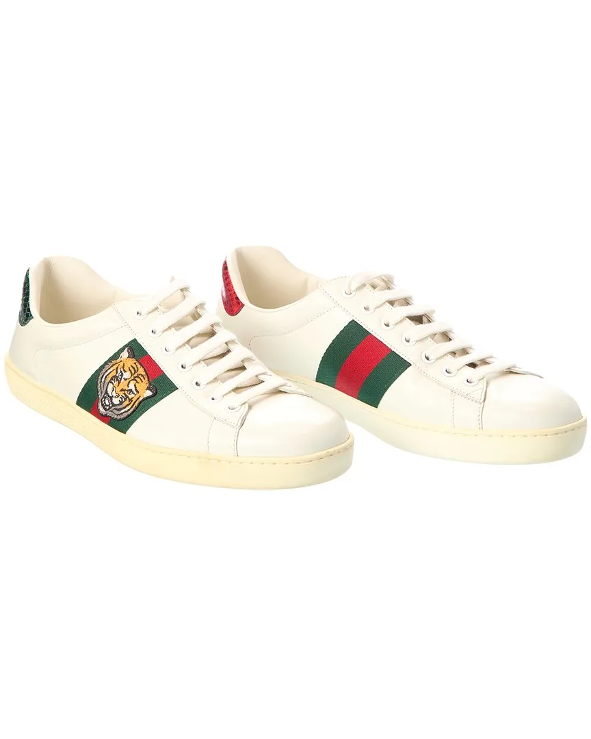 Ace Embroidered Tiger Leather Sneaker (authentic Pre-Loved)