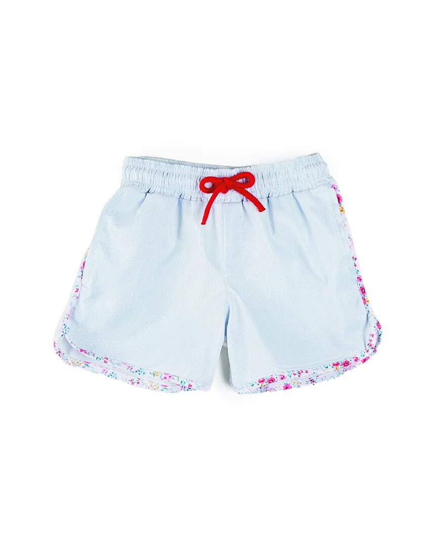 Striped Contrast Trim Swim Short by Pepa London