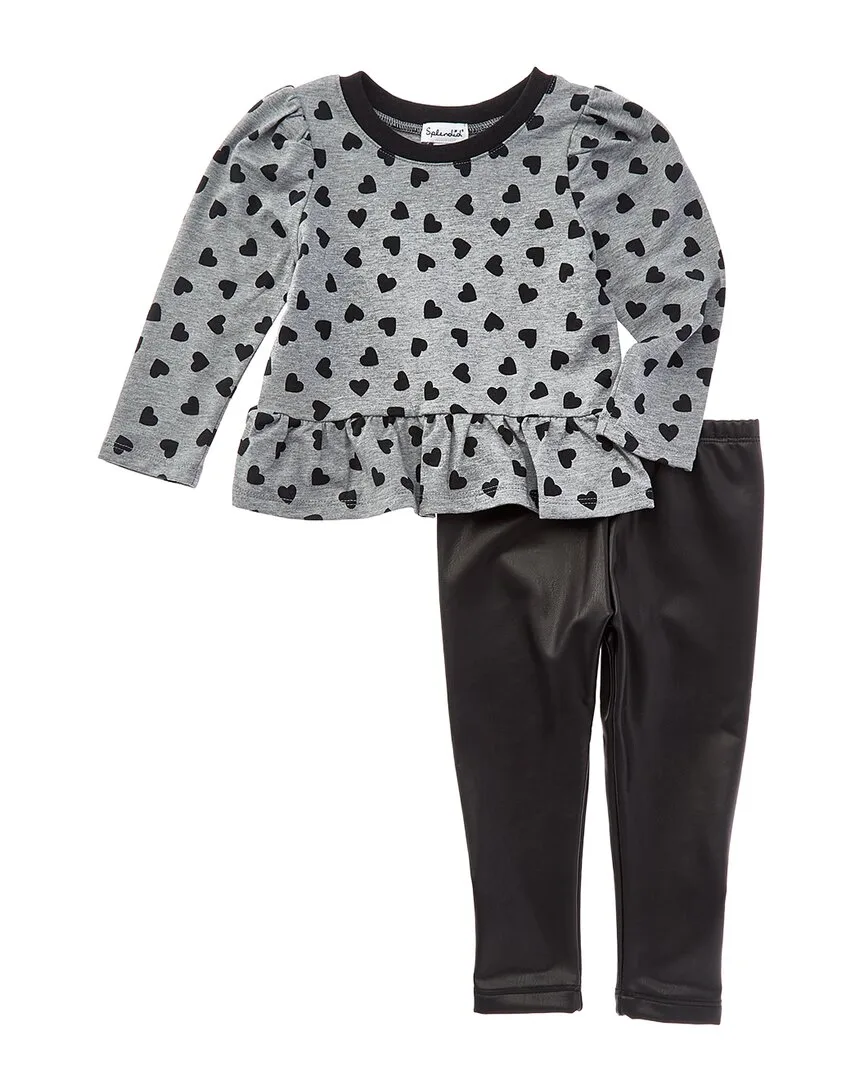 2Pc Mini Heart Flounce Top & Legging Set by Splendid