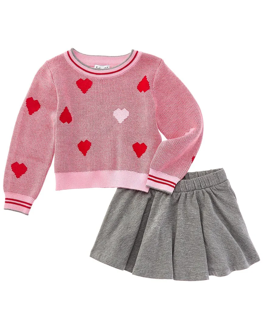2Pc Candy Heart Sweater & Skirt Set by Splendid