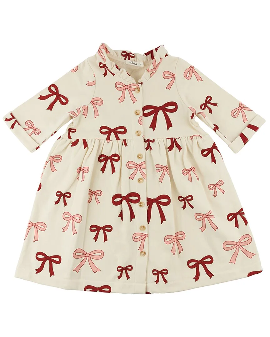 Pink Cherry Bows French Terry Ivy Dress by Oh Baby