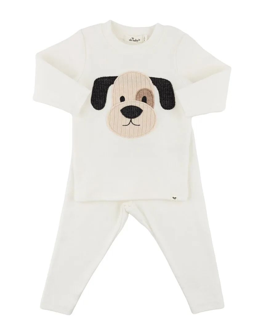 Puppy Face Applique 2Pc Set by Oh Baby
