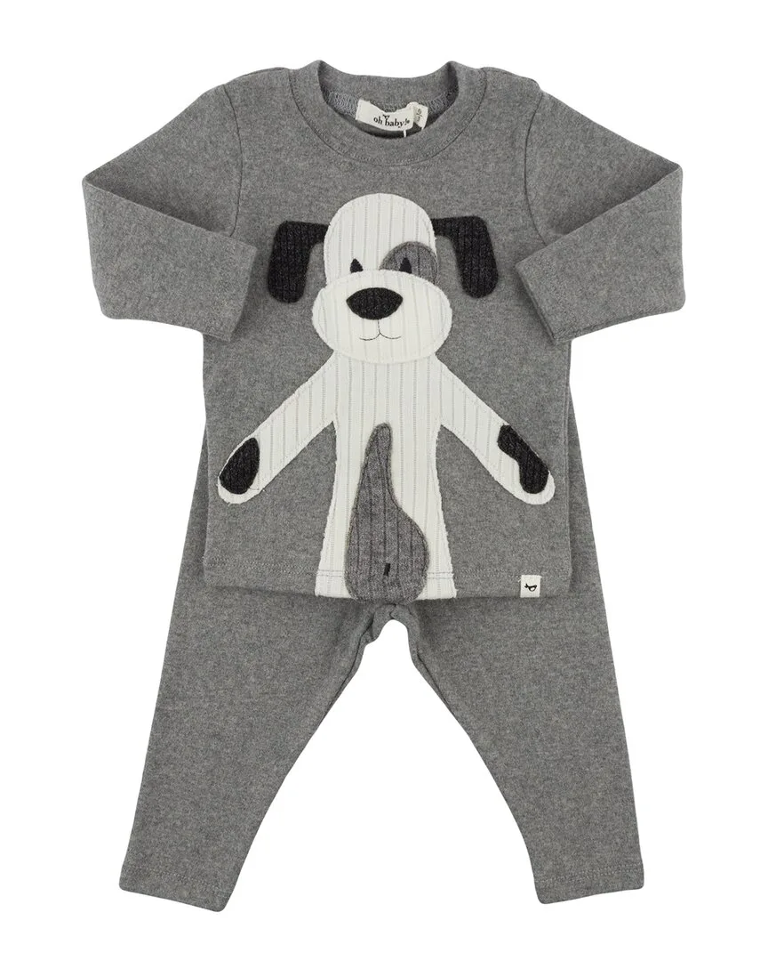 Large Cream Puppy Applique 2Pc Set by Oh Baby