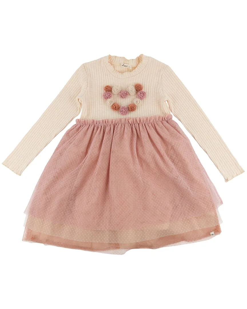 Multi Poms Heart Rib Aria Tutu Dress by Oh Baby