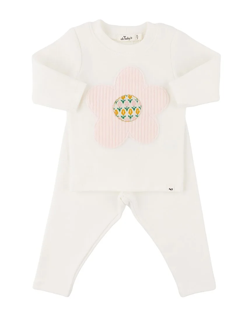 Quilted Flower Applique 2Pc Set by Oh Baby