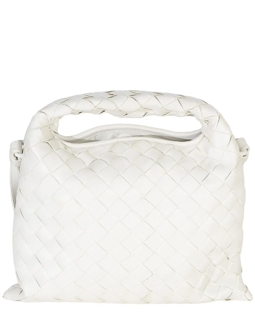 White Leather Off Intrecciato Mini Hop Hobo (authentic Pre-Loved) by Bottega Veneta