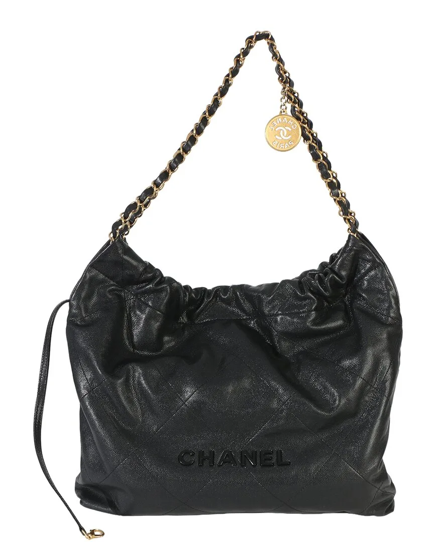 Black Leather So Quilted Caviar Small 22 Hobo (authentic Pre-Loved)