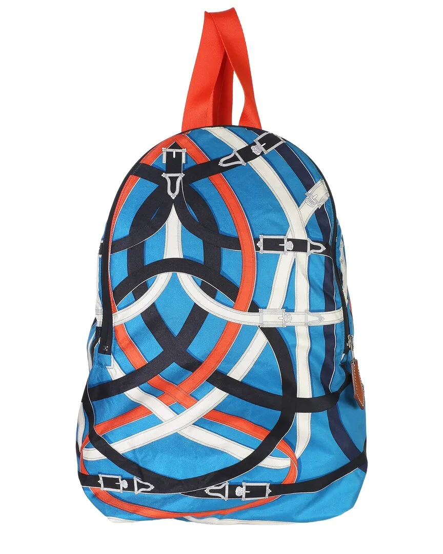 Blue; Multicolor Fabric Zanibar Cavalcadour Airsilk Backpack (authentic Pre-Loved) by Herms