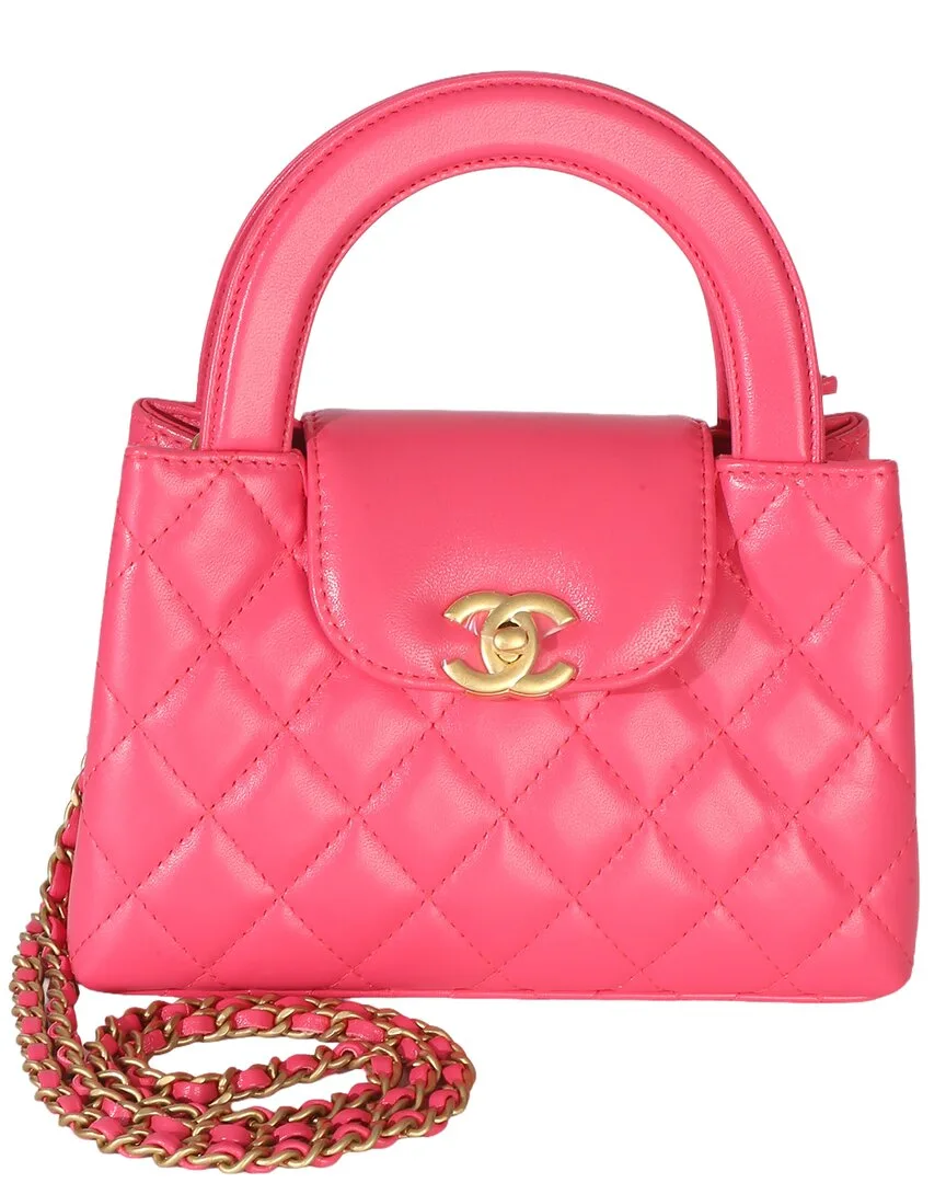 Pink Leather Aged Quilted Nano Kelly Shopper (authentic Pre-Loved) by CHANEL
