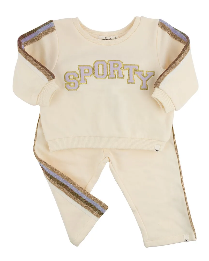Sporty Striped Sleeve 2Pc Set by Oh Baby
