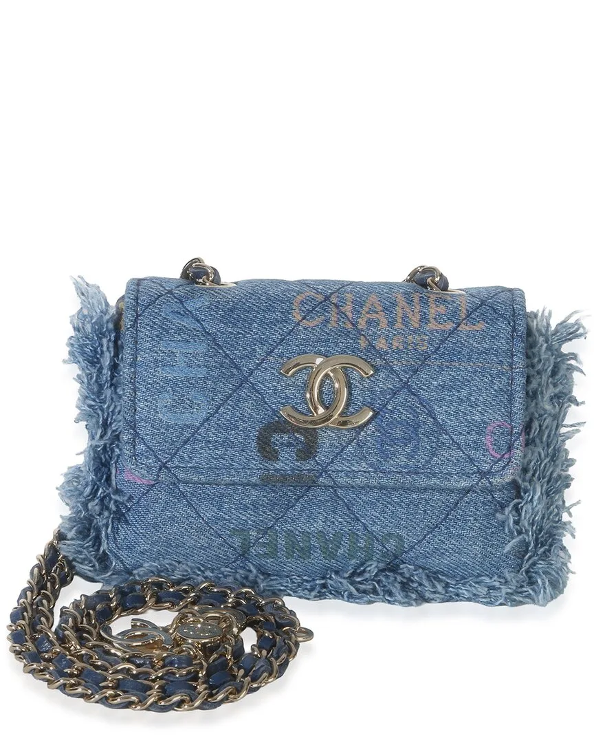 Blue Quilted Denim Mood Clutch with Chain (authentic Pre-Loved) by CHANEL