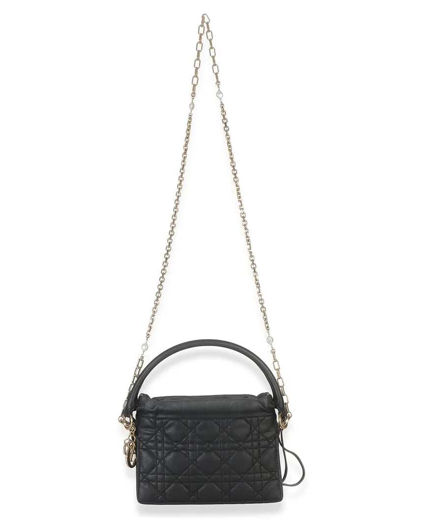 Black Lambskin Cannage Lady Dior Milly Mini Drawstring Bag (authentic Pre-Loved) by Dior