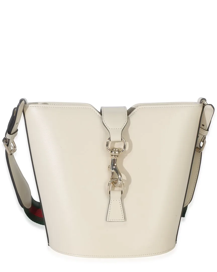 White Calfskin Ophidia Web Mini Bucket Bag (authentic Pre-Loved) by Gucci