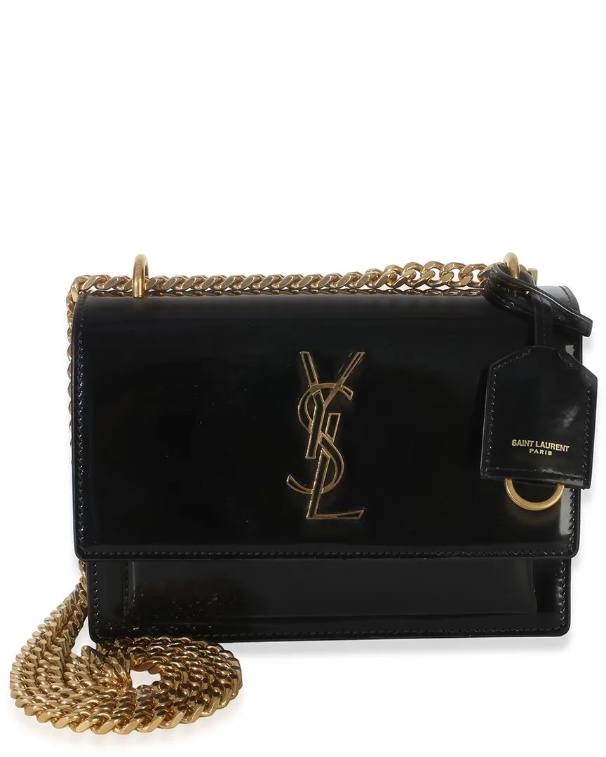 Black Patent Leather Monogram Small Sunset Bag (authentic Pre-Loved) by Saint Laurent