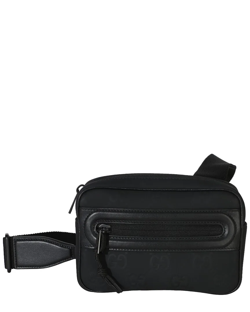 Black Rubber Effect Gg Mini Slingbag (authentic Pre-Loved) by Gucci