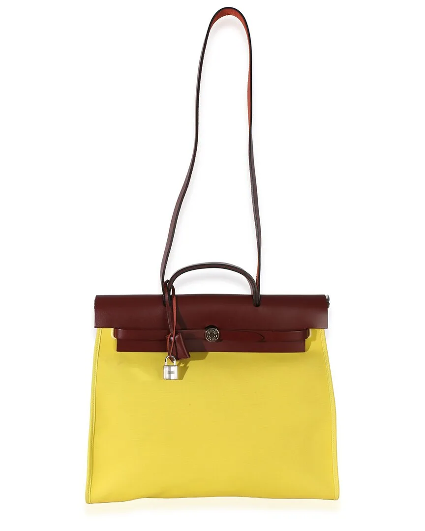 Yellow Canvas H Toile Officier Hunter Herbag 39 mm Phw (authentic Pre-Loved) by Herms