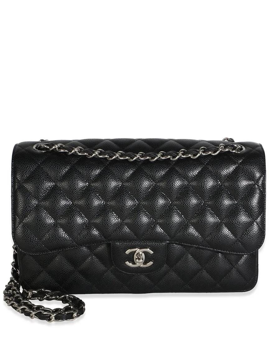 Black Quilted Leather Jumbo Double Flap Bag (authentic Pre-Loved) by CHANEL