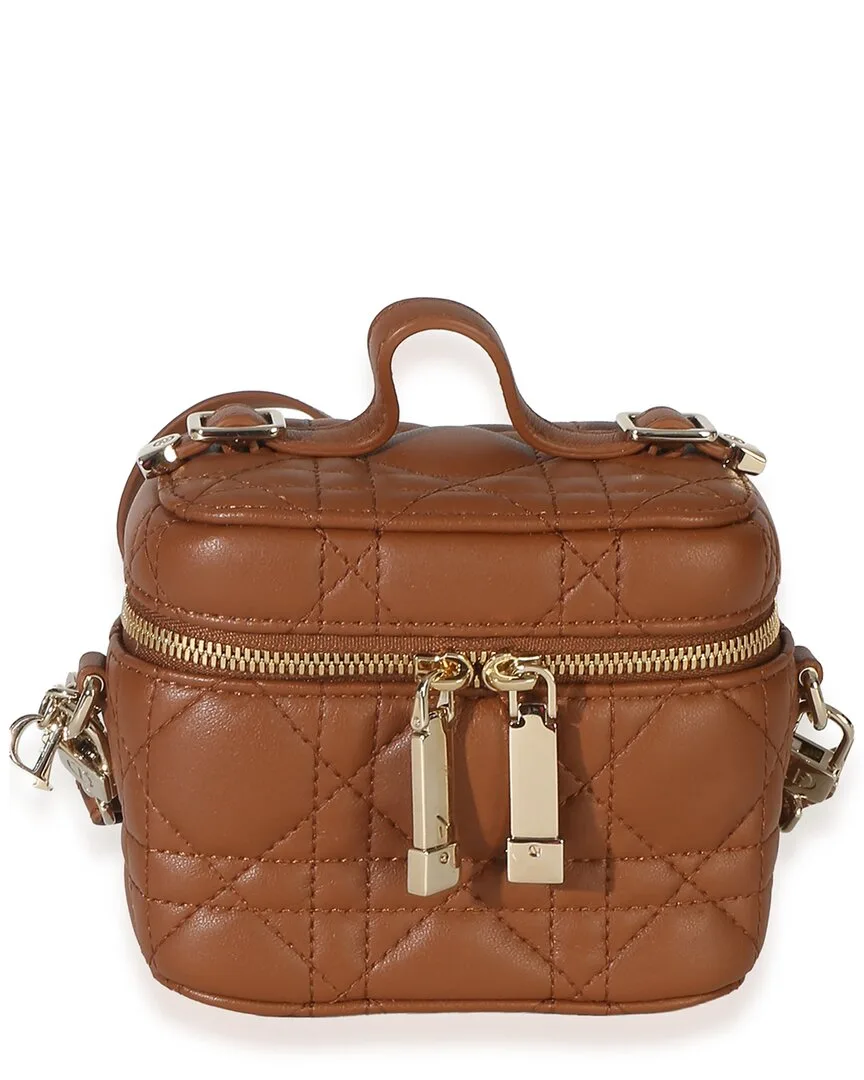 Brown Lambskin Cannage Micro Lady Dior Vanity Case (Authenticpre-Loved) by Dior