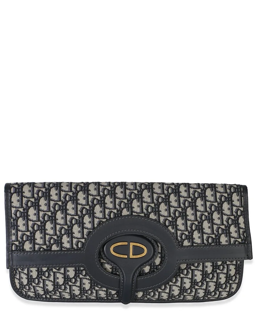 Blue Oblique Canvas Fold Over Clutch (authentic Pre-Loved) by Dior