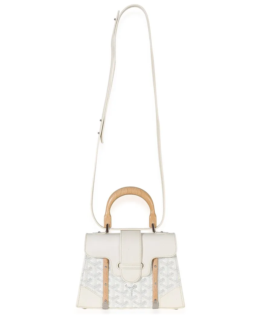 White Leather & Goyardine Canvas Structure Mini Saigon Top Handle (authentic Pre-Loved) by Goyard