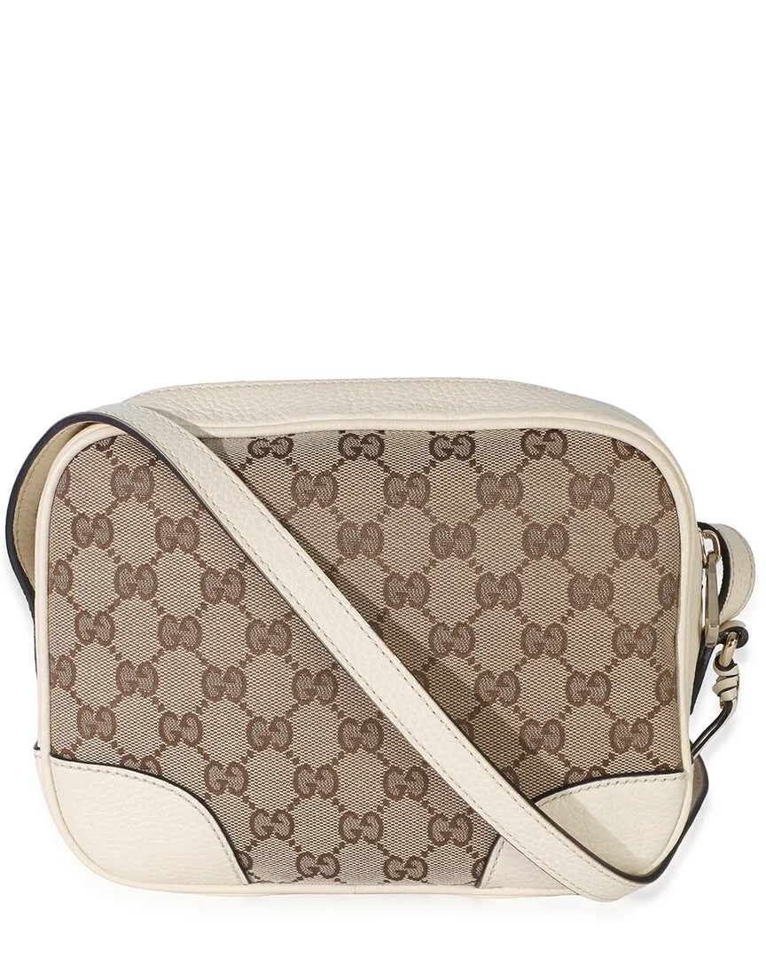 Beige Calfskin & Gg Canvas Bree Mini Messenger Bag (authentic Pre-Loved) by Gucci