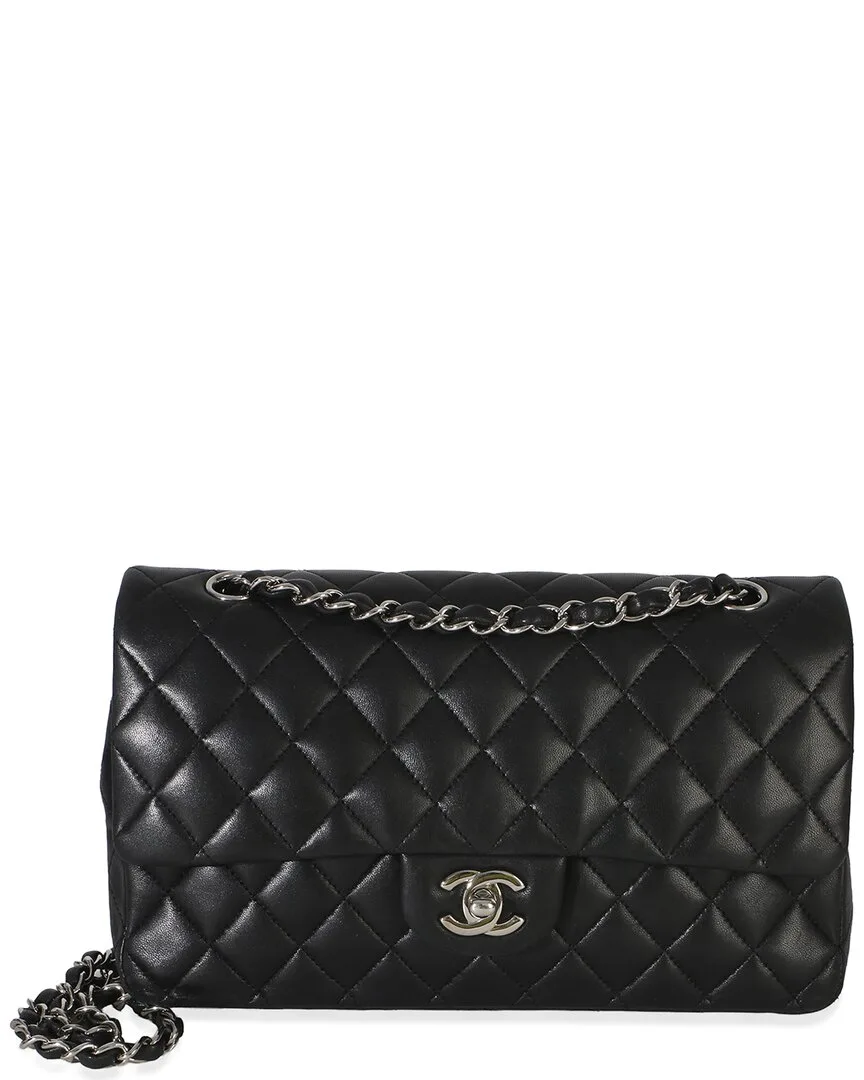 Black Quilted Lambskin Medium Classic Double Flap Bag (authentic Pre-Loved) by CHANEL