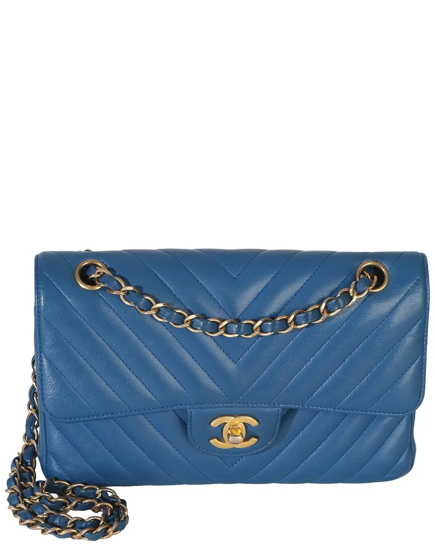 Blue Lambskin Small Classic Double Flap Bag (authentic Pre-Loved) by CHANEL