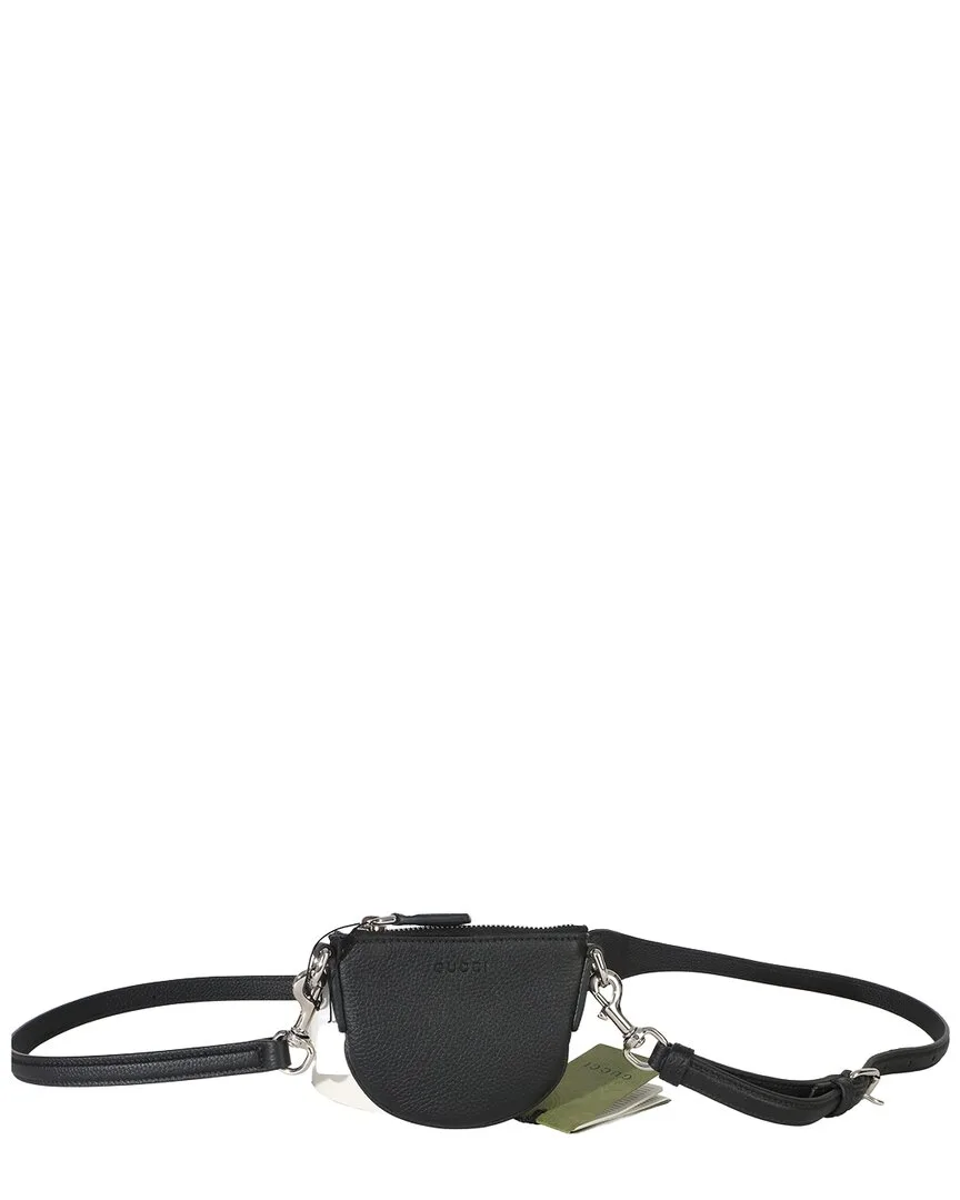 Black Pebbled Calfskin Mini B Shoulder Pouch (authentic Pre-Loved) by Gucci