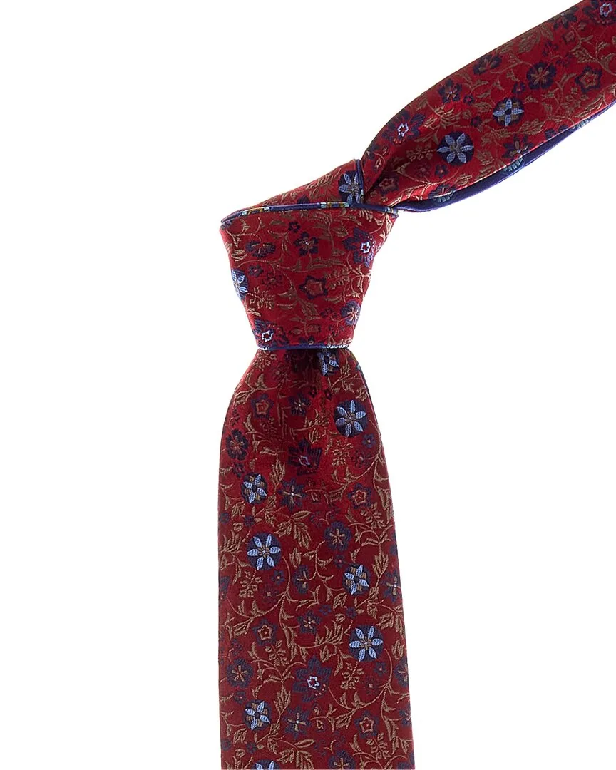 Floral/Blue Medallions Reversible Silk Tie