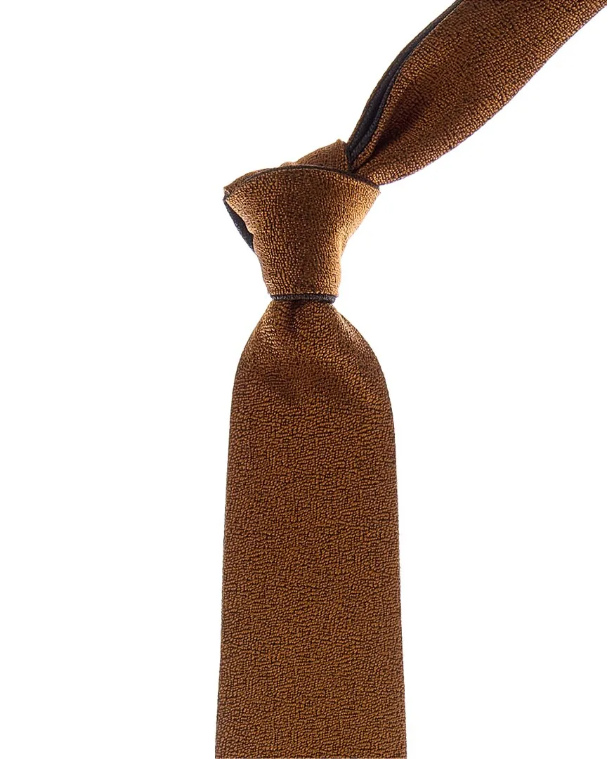Orange/Grey Reversible Silk Tie by Canali