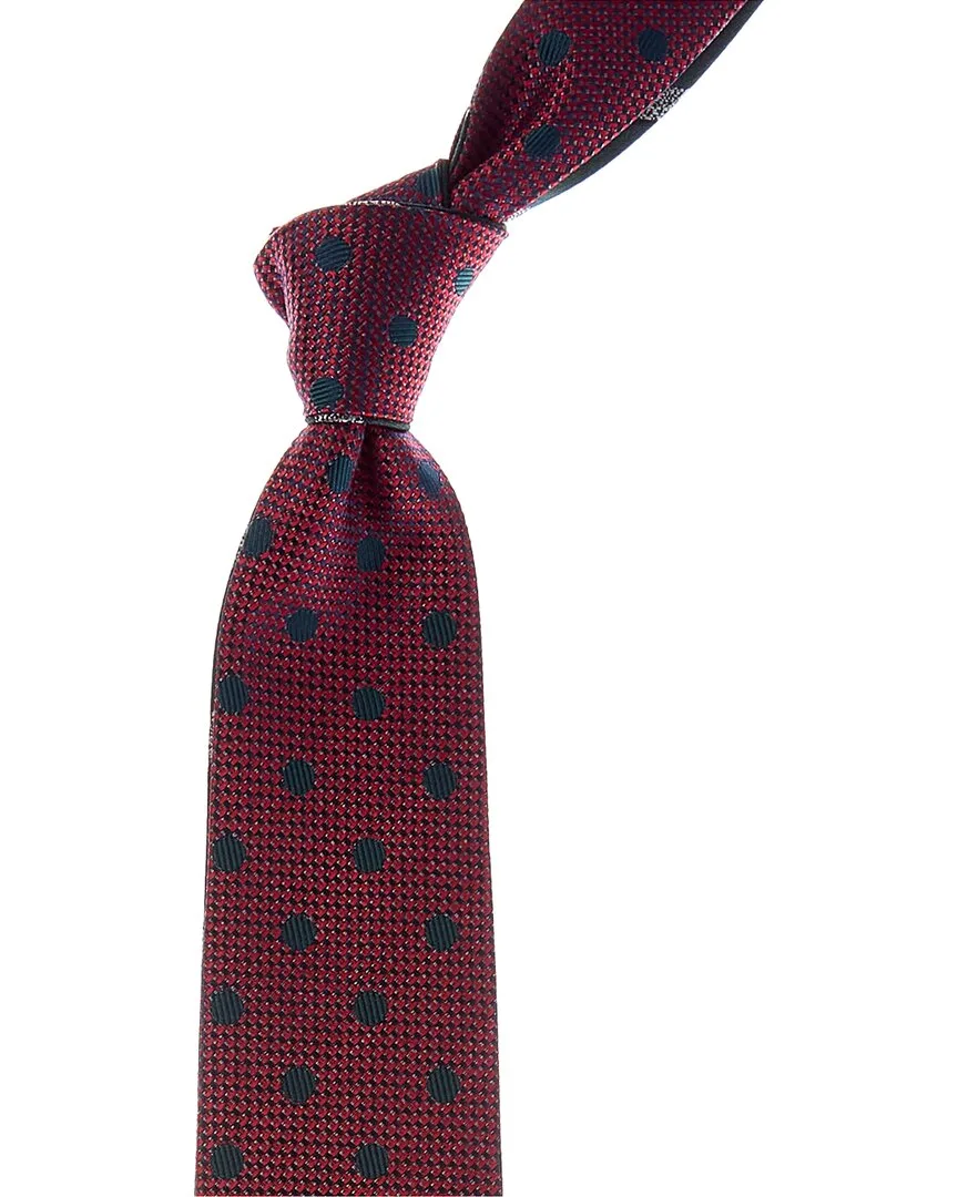 Green & Red Stripes/Dots Reversible Silk Tie by Canali
