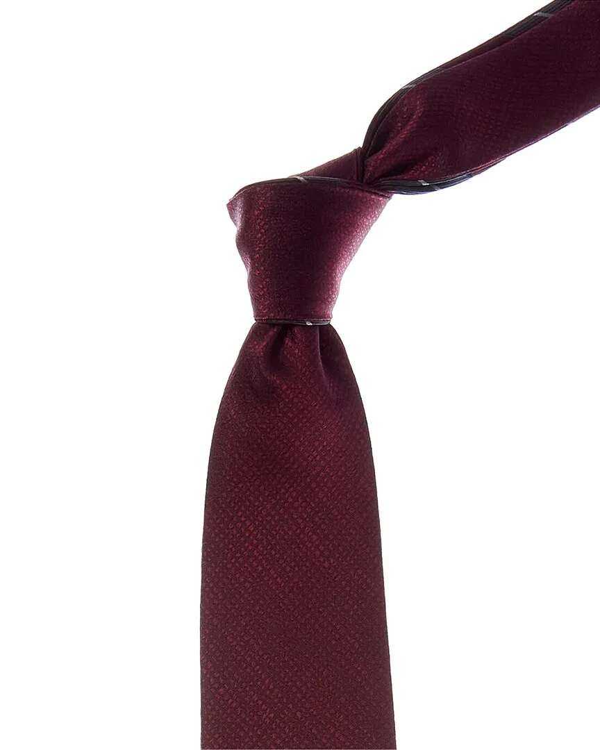 Burgundy Stripe/Solid Reversible Silk Tie by Canali