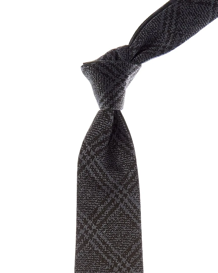 Green & Grey Squares/Check Reversible Silk Tie by Canali