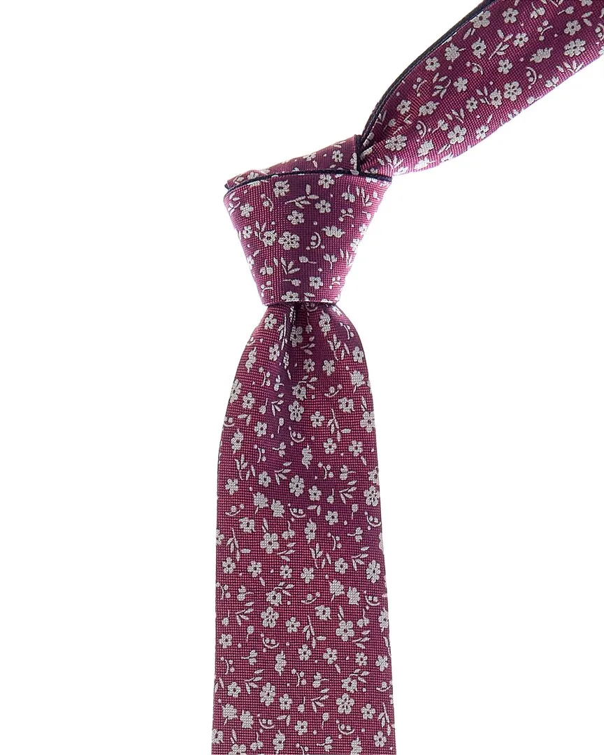 Floral/Navy Dots Reversible Silk Tie