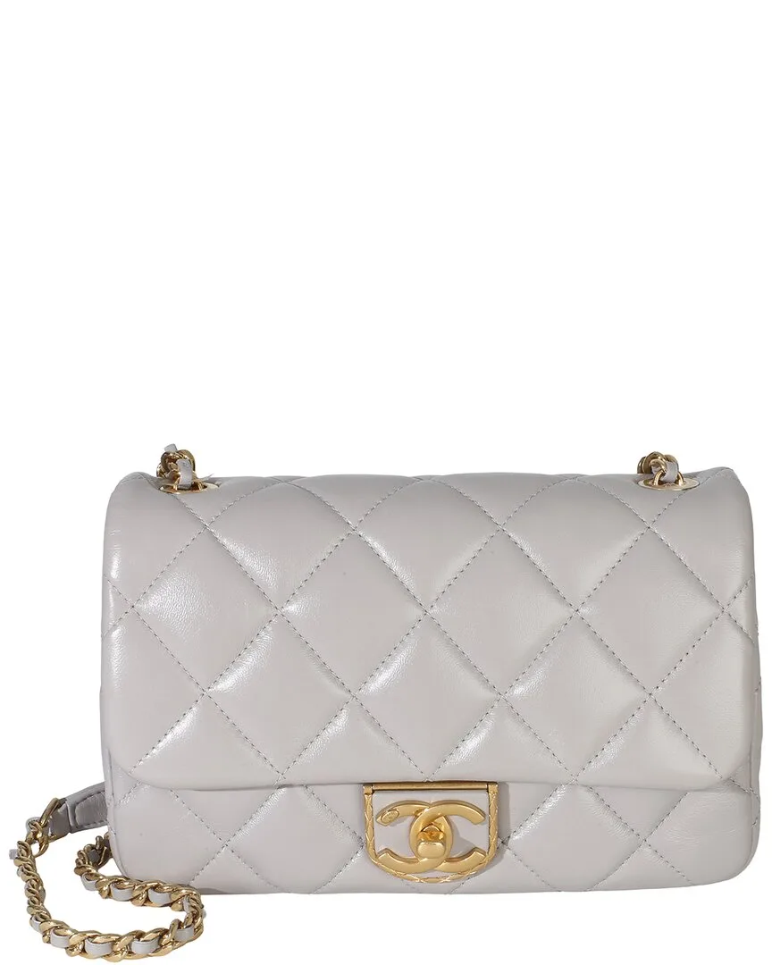 Gray Quilted Lambskin Mini Flap Bag (authentic Pre-Loved) by CHANEL