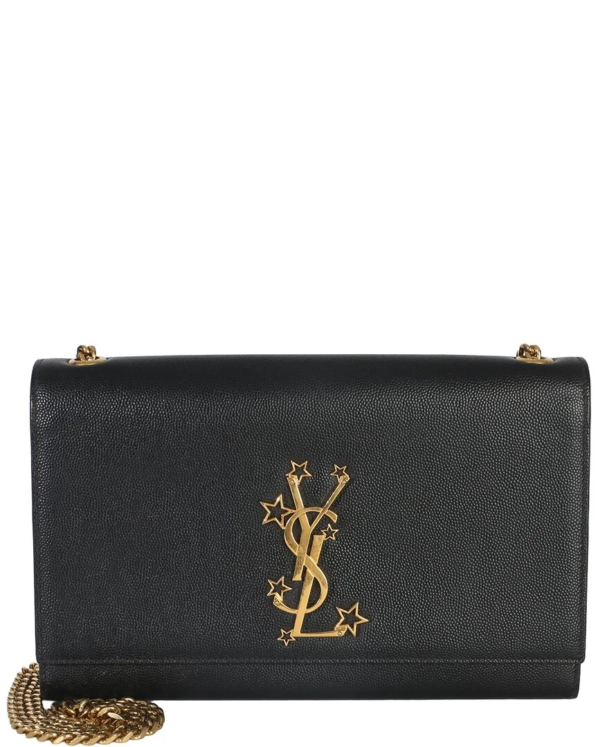 Black Grain De Poudre Leather Star Studded Monogram Medium Kate Chain Bag (authentic Pre-Loved) by Saint Laurent