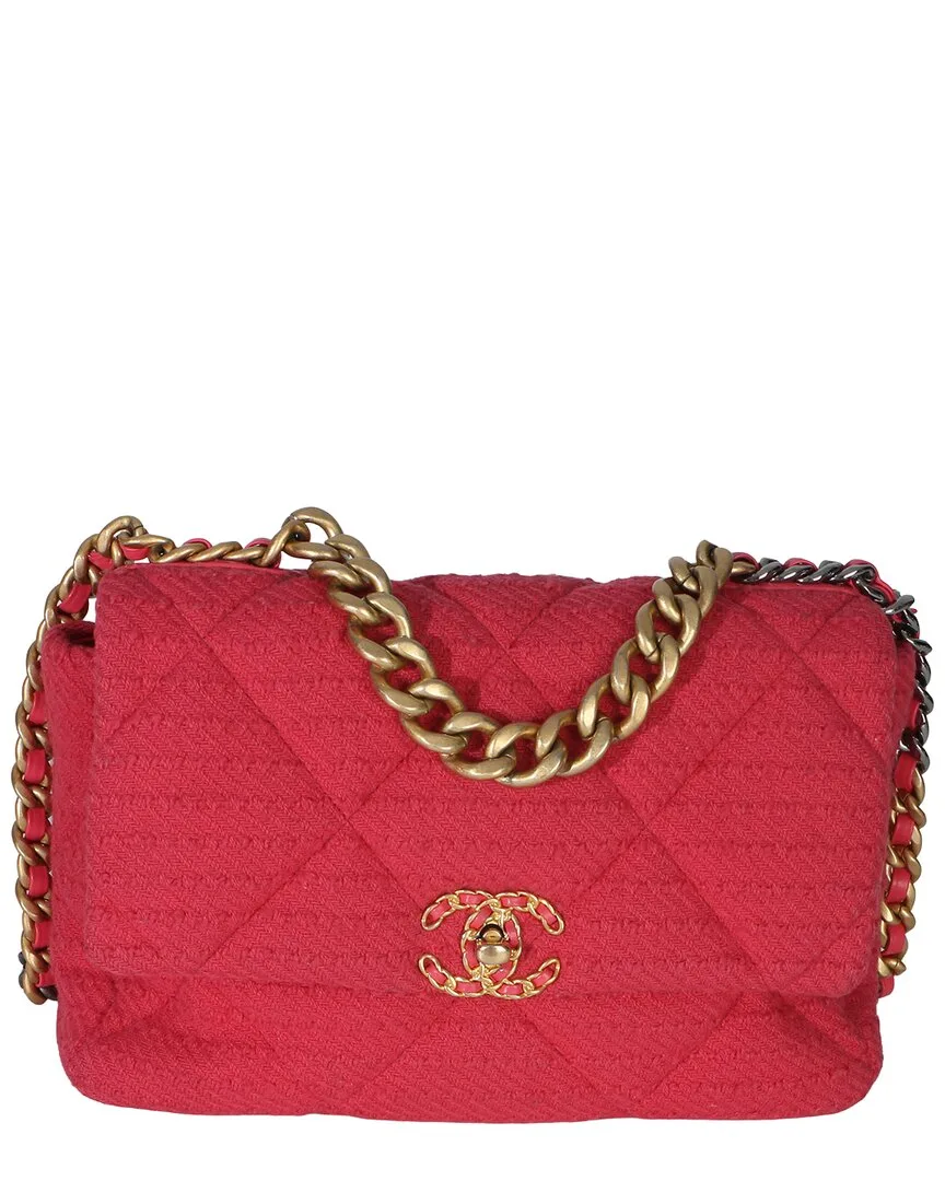 Pink Quilted Boucle Large 19 Flap Bag (authentic Pre-Loved)