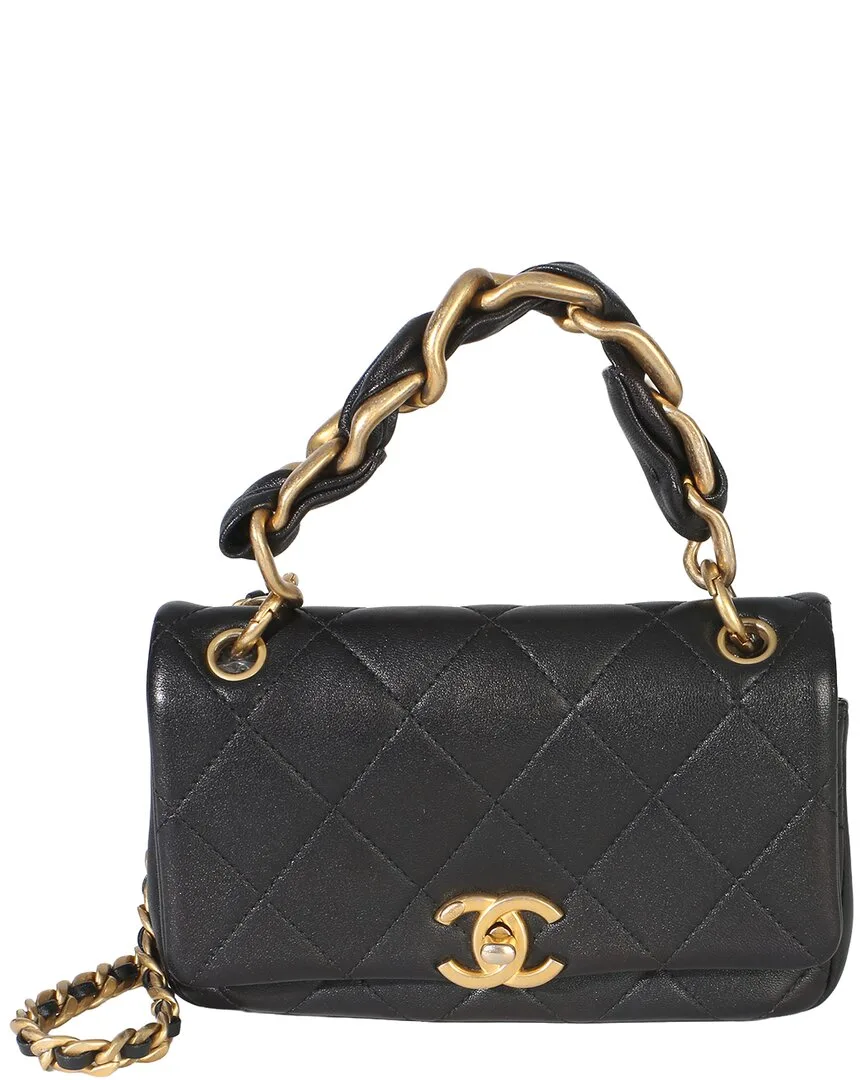 Black Quilted Lambskin Small Chain Is More Flap Bag (authentic Pre-Loved)