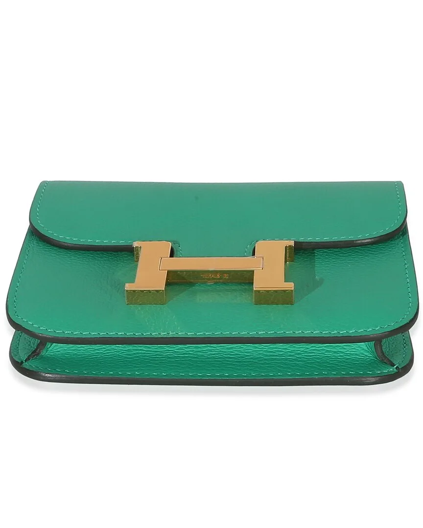 Green Evercolor Bicolore Constance Slim Wallet Ghw (authentic Pre-Loved)