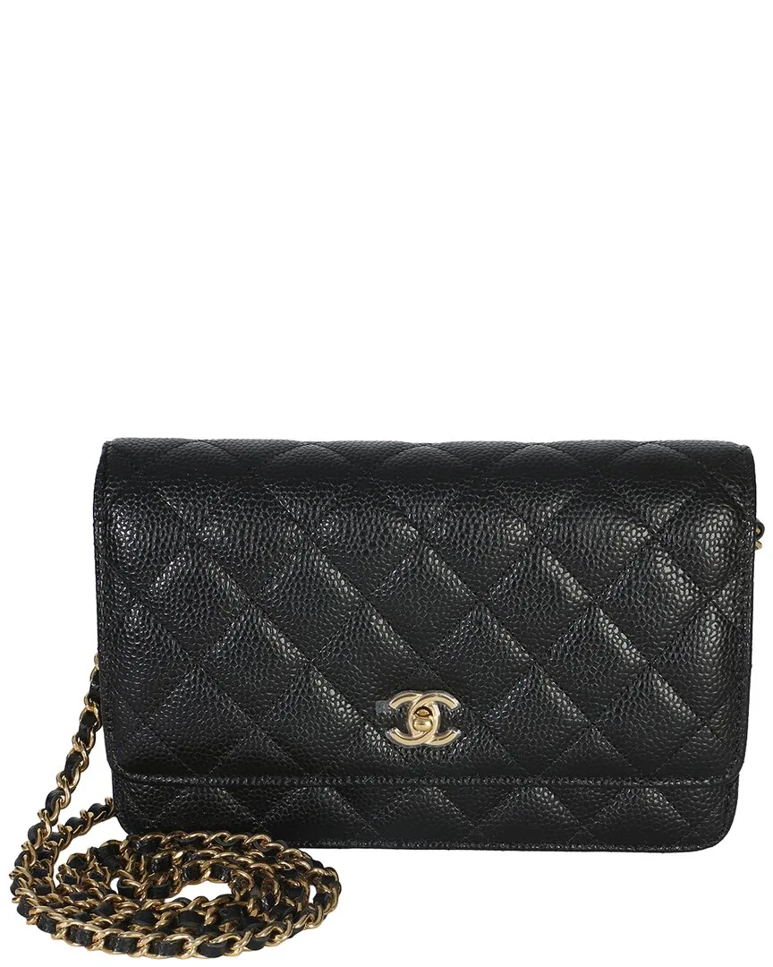 Quilted Caviar Leather Cc Wallet on Chain (authentic Pre-Loved) by CHANEL