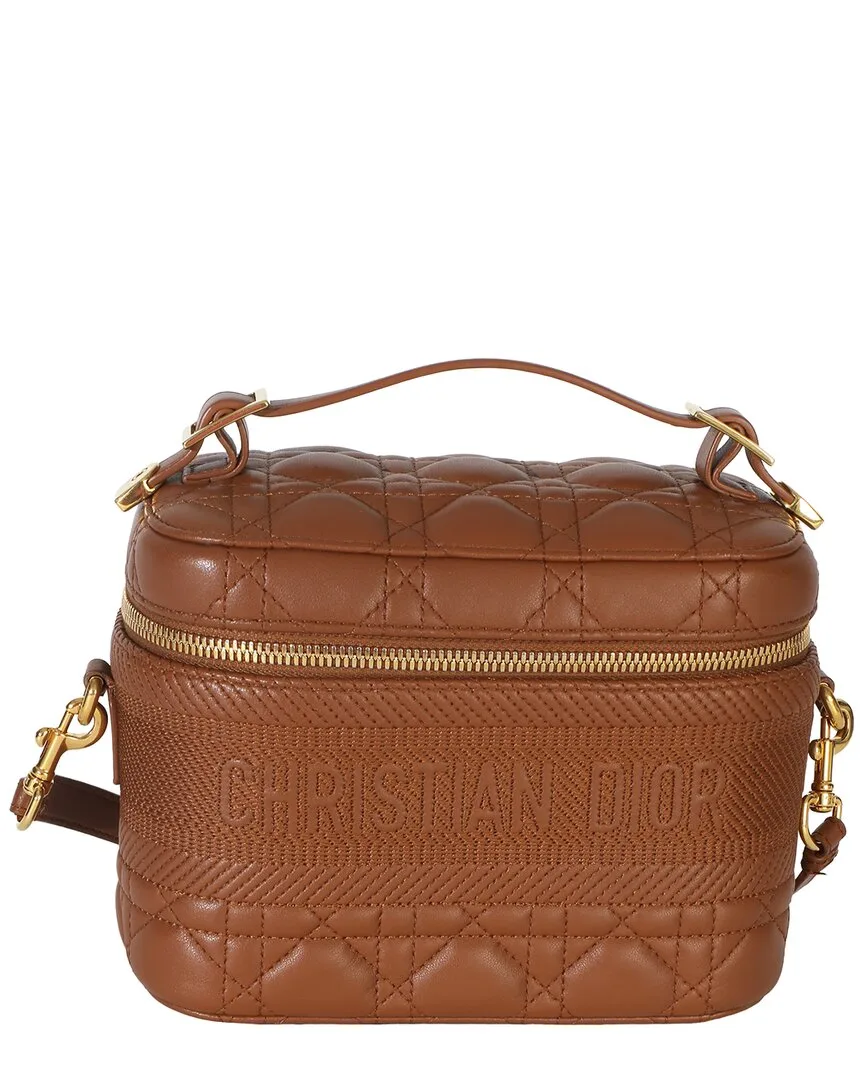 Brown Lambskin Cannage Small Diortravel Vanity (authentic Pre-Loved) by Dior
